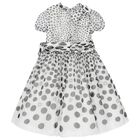Girls White & Black Polka Dot Dress, 1, hi-res